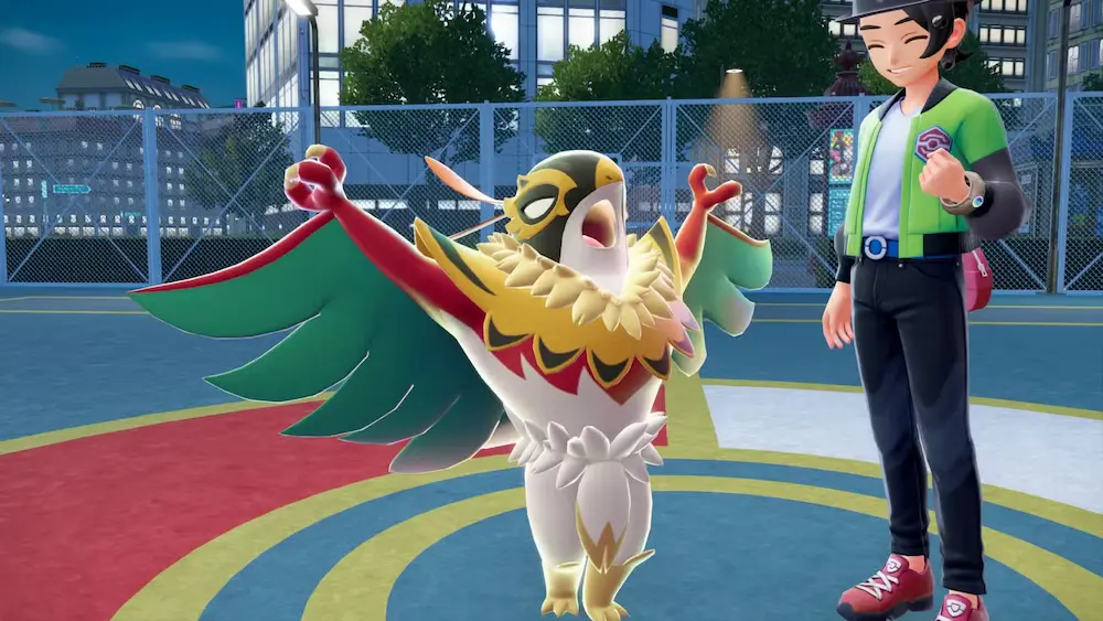 pokemon-legends-z-a-mega-hawlucha-show-off-pose-and-trainer